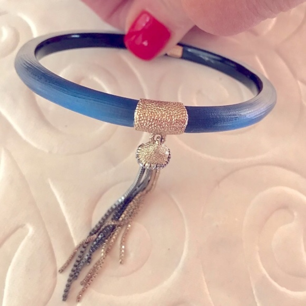 Alexis Bittar Pacific Blue Skinny Tassel Bangle